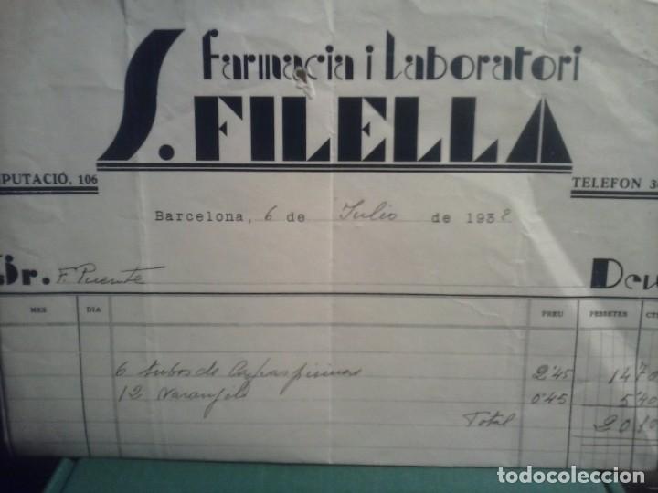 Facturas antiguas: FARMACIA I LABORATORI - S. FILELLA . - Foto 1