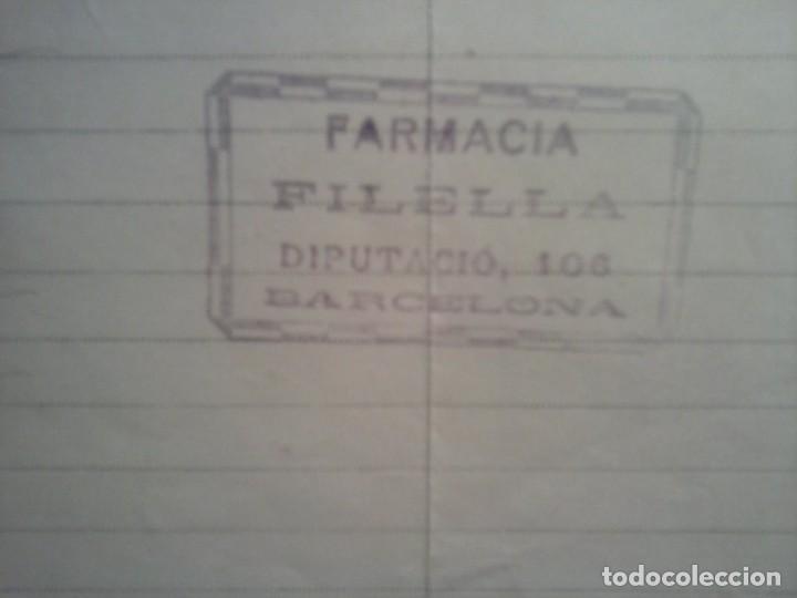 Facturas antiguas: FARMACIA I LABORATORI - S. FILELLA . - Foto 3