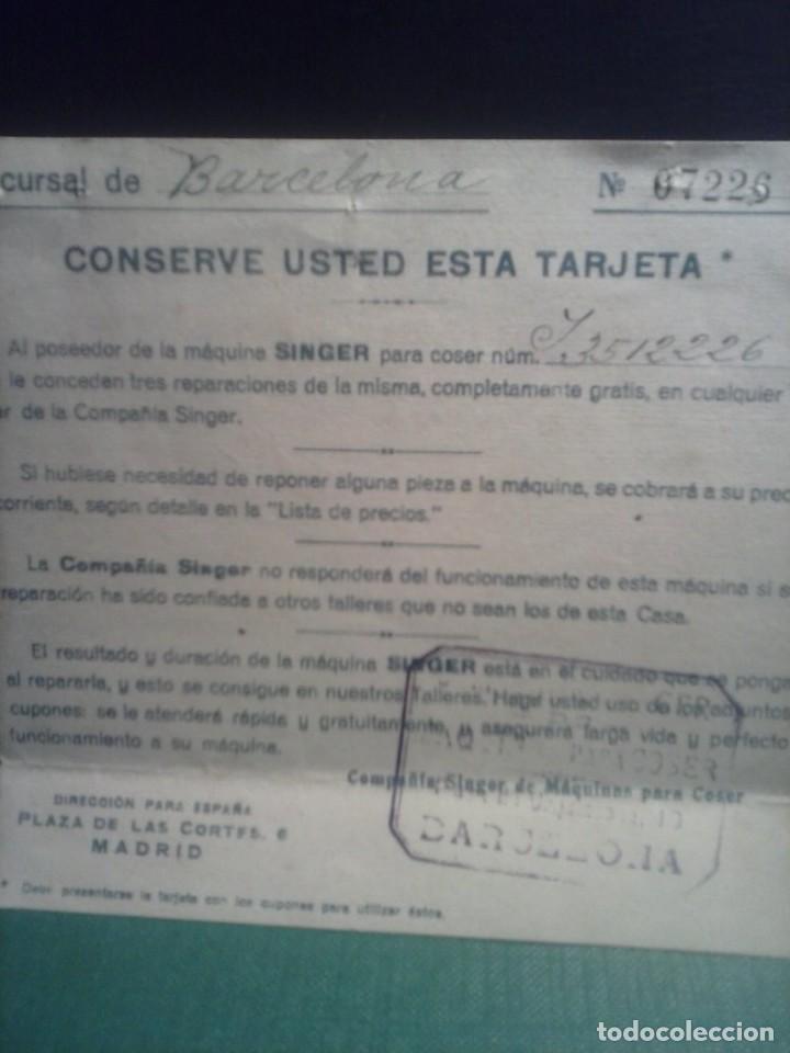 Facturas antiguas: MAQUINAS DE COSER SINGER - CENTELLES, 1927. - Foto 3