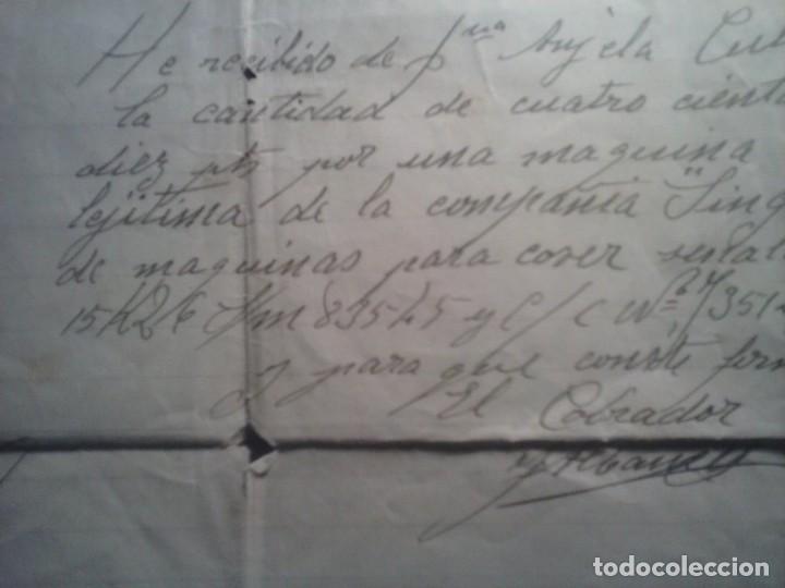 Facturas antiguas: MAQUINAS DE COSER SINGER - CENTELLES, 1927. - Foto 7