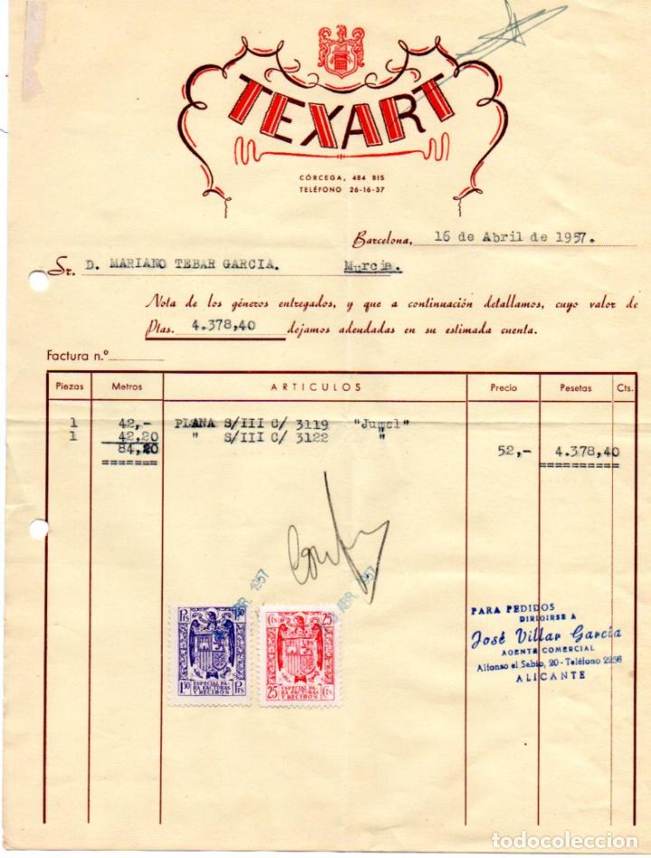 Old Invoices: FACTURA, TEXART, BARCELONA ,1957.