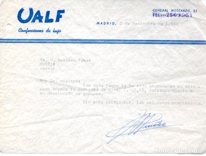 Factures anciennes: FACTURA ,VALF, CONFECCIONES DE LUJO, MADRID,1964.