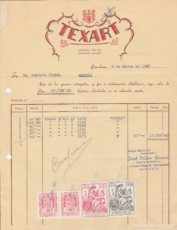 Factures anciennes: FACTURA. TEXART. BARCELONA. 1957.