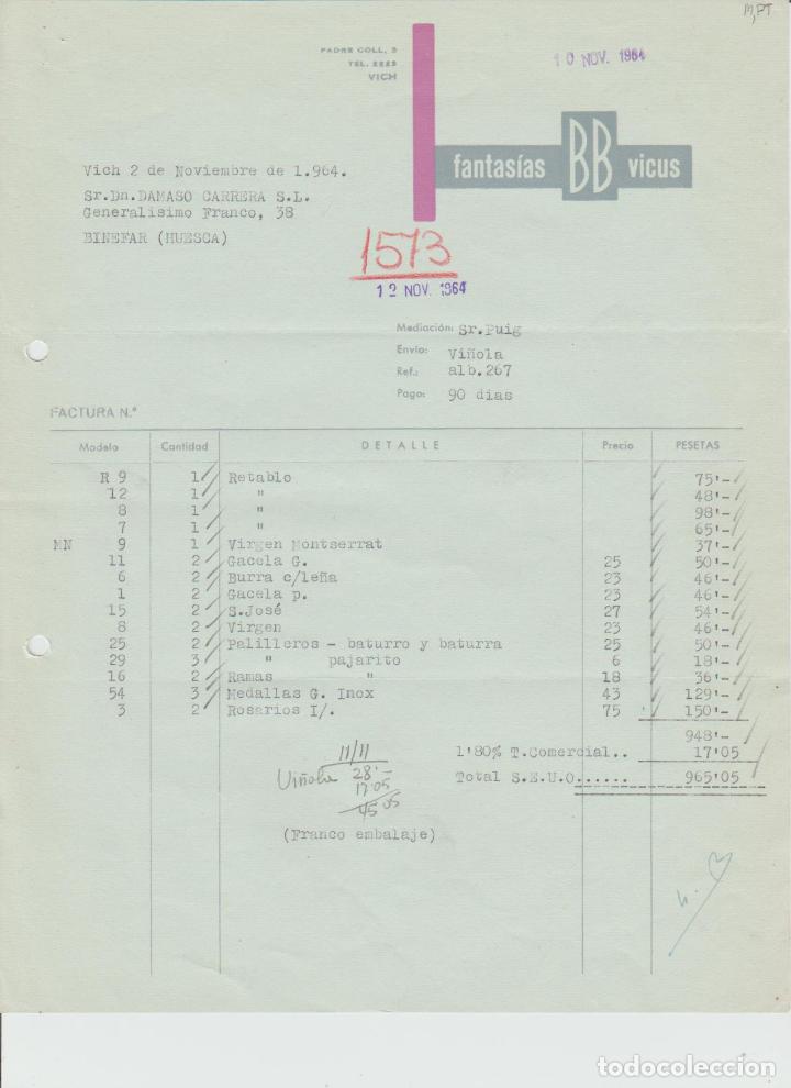 Alte Rechnungen: FACTURA. FANTAS&Iacute;AS BB VICUS.  VICH. 1964.