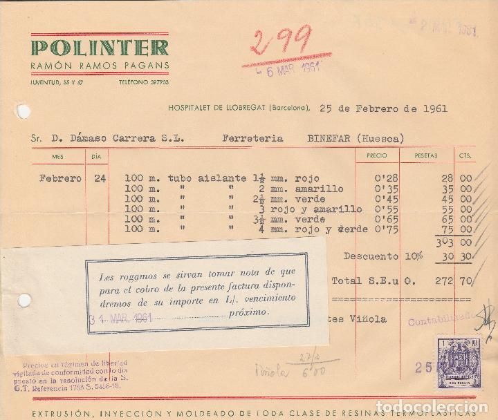 Alte Rechnungen: FACTURA. POLINTER. RAM&Oacute;N RAMOS PAGANS.  HOSPITALET DE LLOBREGAT. BARCELONA. 1961.