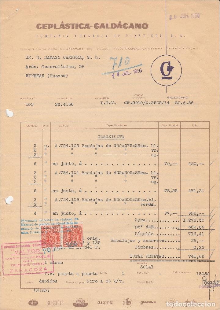 Alte Rechnungen: FACTURA. CEPL&Aacute;STICA- GALD&Aacute;CANO. COMPA&Ntilde;&Iacute;A ESPA&Ntilde;OLA DE PL&Aacute;STICOS, S.A.  GALDACANO. 1956.