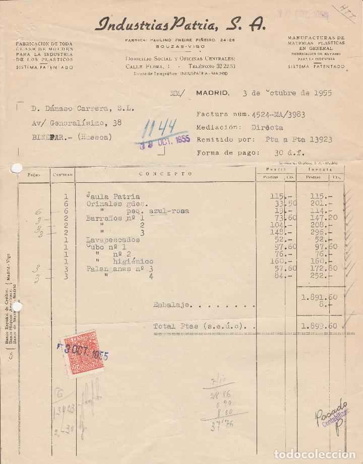 Alte Rechnungen: FACTURA. INDUSTRIAS PATRIA, S.A. MADRID. 1955.