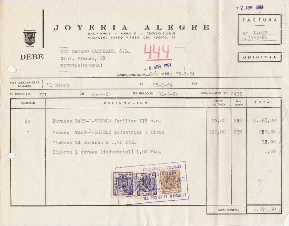 Alte Rechnungen: FACTURA. JOYERIA ALEGRE. MADRID. 1964.