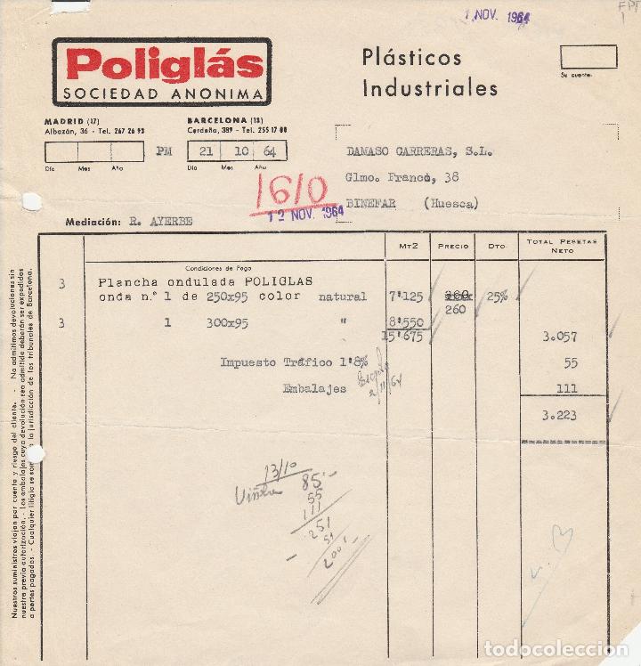Alte Rechnungen: FACTURA. POLIGL&Aacute;S SOCIEDAD AN&Oacute;NIMA. BARCELONA. 1964.