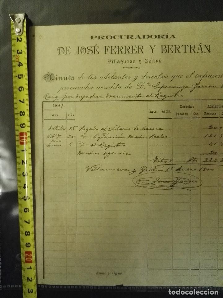 Facturas antiguas: Documento factura de 1900 de Vilanova y la Geltr&uacute;. - Foto 1