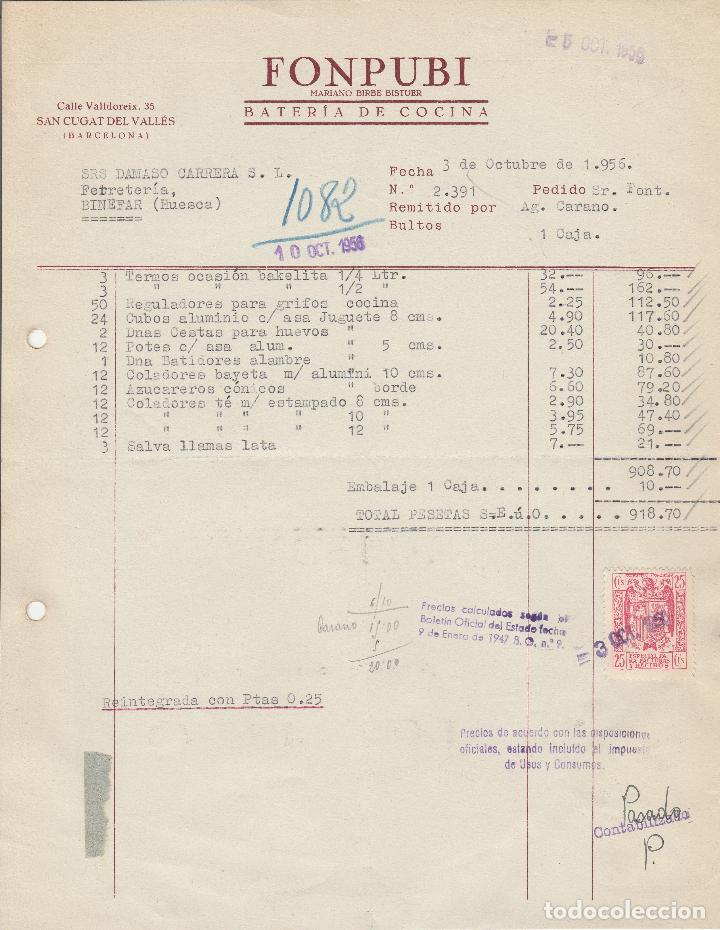 Alte Rechnungen: FACTURA. FONPUBI. MARIANO BIRBE BISTUER. SAN CUGAT DEL VALLE-BARCELONA.