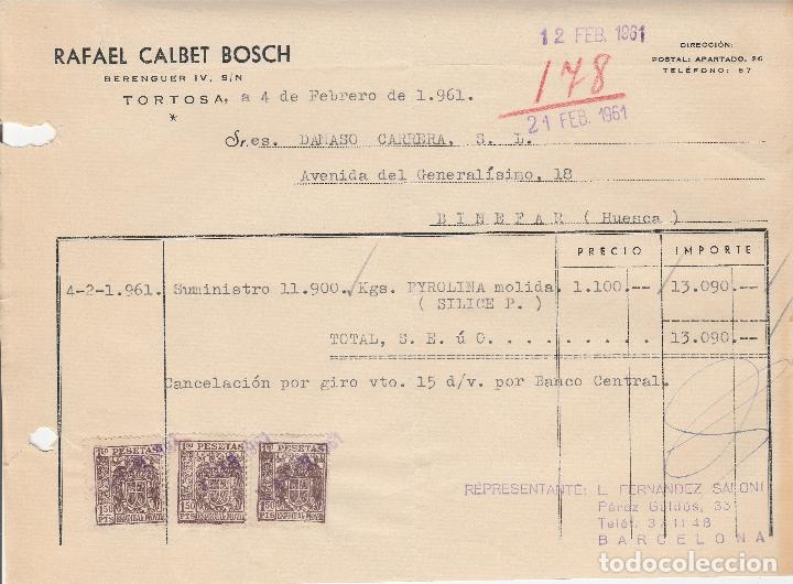 Alte Rechnungen: FACTURA. RAFAEL CALBET BOSCH. TORTOSA. 1961.