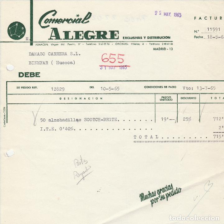 Alte Rechnungen: FACTURA. COMERCIAL ALEGRE. MADRID. 1965.