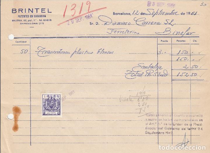 Alte Rechnungen: FACTURA. BRINTEL. PATENTES EN EXCLUSIVA. BARCELONA. 1951.