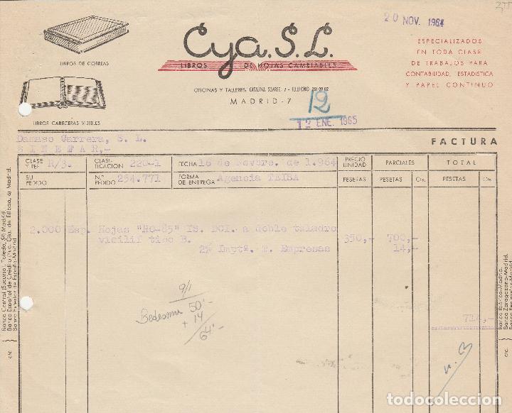 Alte Rechnungen: FACTURA. CYA. S.L. LIBROS DE HOJAS CAMBIABLES. MADRID. 1965.