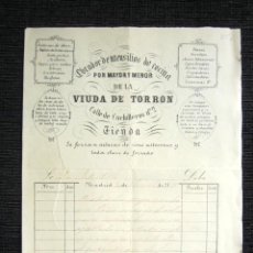 Facturas antiguas: AÑO 1871. FACTURA UTENSILIOS DE COCINA VIUDA DE TORRON. MADRID, CALLE DE CUCHILLEROS, 2.. Lote 88102052