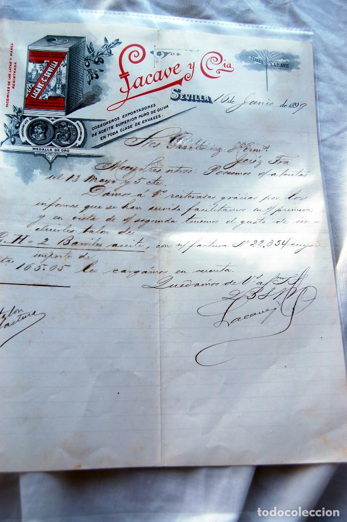 Facturas antiguas: Lacave. Aceite de Oliva. 1890 - Foto 1