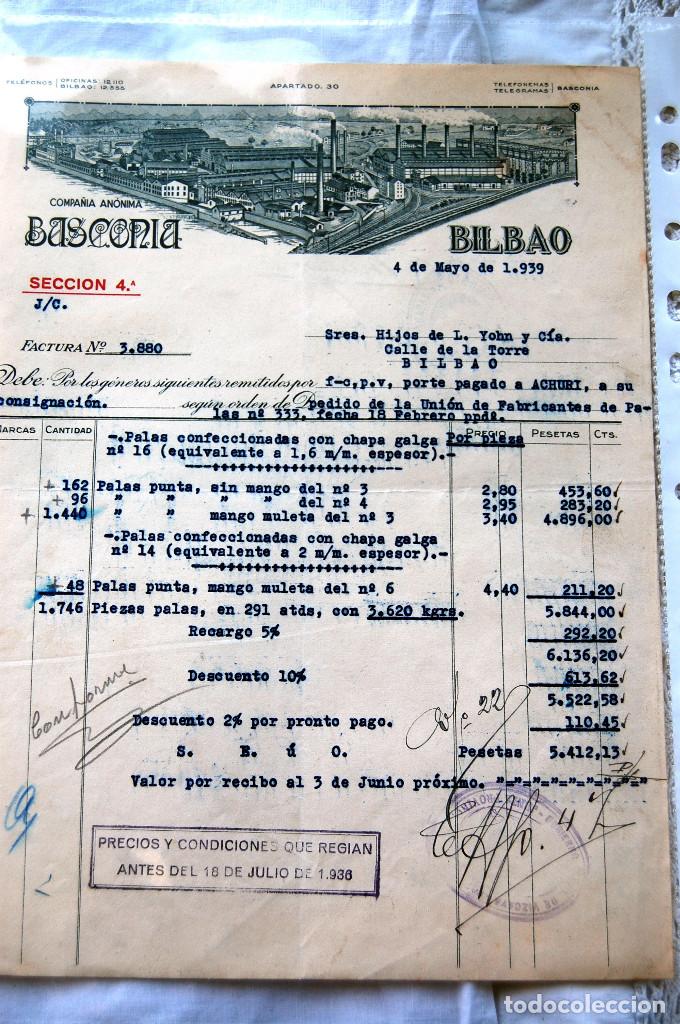 Facturas antiguas: Basconia. 1939 - Foto 1