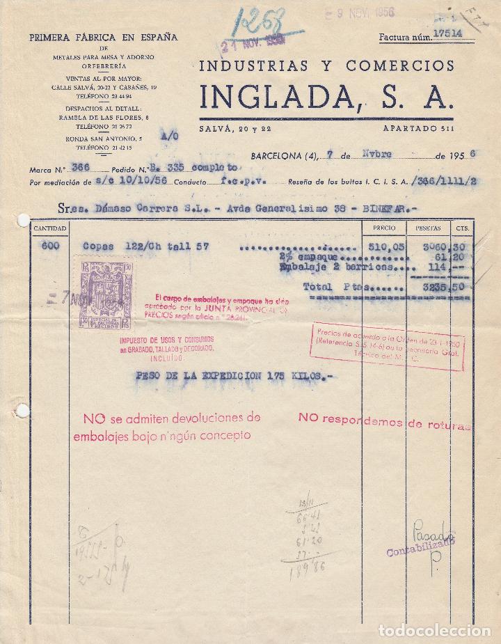 Factura Industrias Y Comercios Inglada Sa Comprar Facturas Antiguas En Todocoleccion 5942