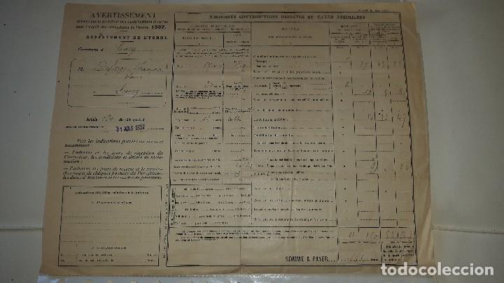 Facturas antiguas: Liquidacion de tasas. 1937. Lyon - Foto 2