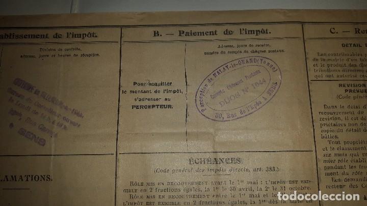 Facturas antiguas: Liquidacion de tasas. 1937. Lyon - Foto 4