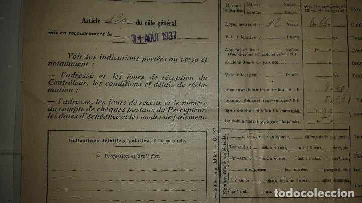 Facturas antiguas: Liquidacion de tasas. 1937. Lyon - Foto 5
