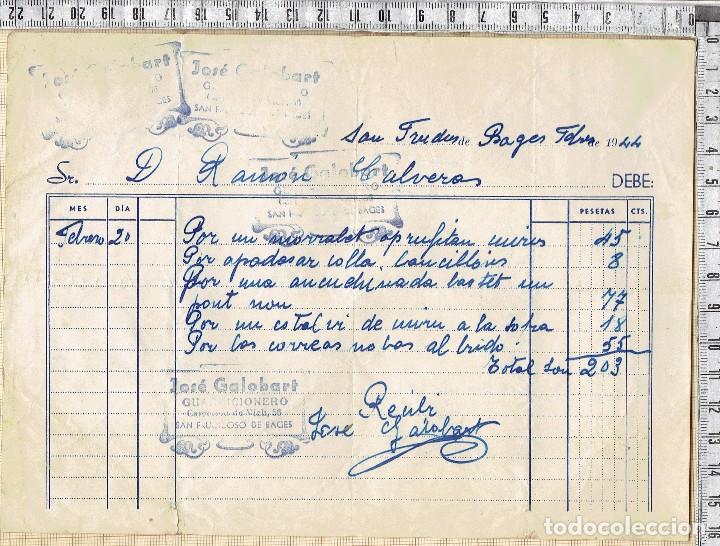 Alte Rechnungen: FACTURA GUARNICIONERO DE CARRUAJES JOS&Eacute; GALOBART-SAN FRUCTUOSO DE BAGES-1944.