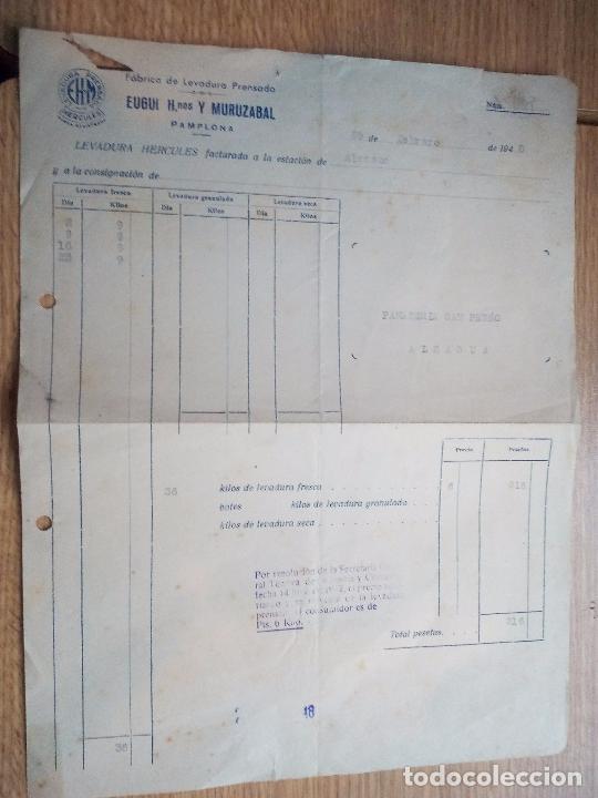 Facturas antiguas: Levadura Eugui. Pamplona 1948 - Foto 1