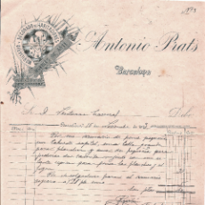 Facturas antiguas: RECIBO ANTONIO PRATS MOBILIARIO Y DECORADO DE HABITACIONES - BARCELONA 1893. Lote 109141187