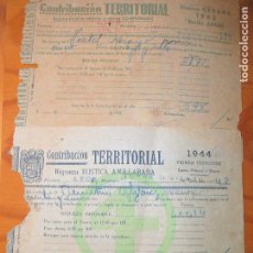 Facturas antiguas: CONTRIBUCCION TERRITORIAL , RIQUEZA RUSTICA Y URBANA DE 1942 Y 1944 -. Lote 110223751