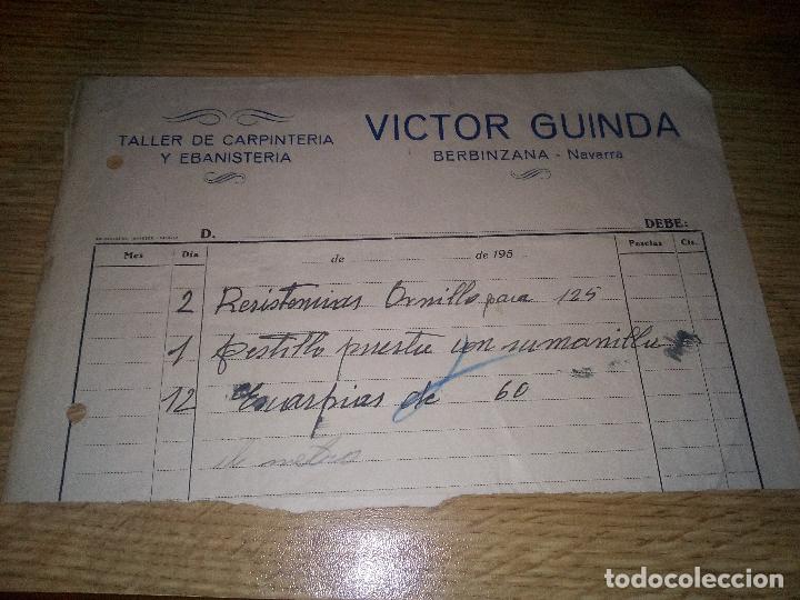 Facturas antiguas: Berbinzana (Navarra) V&iacute;ctor Guinda - Foto 1