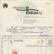 Facturas antiguas: SEVILLA-CAMISERÍA Y GÉNEROS DE PUNTO- MANUFACTURAS ROMECHOR S.L.- AÑO 1951