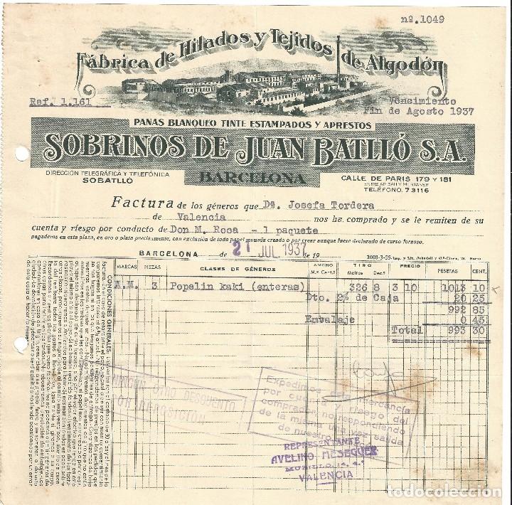 factura- sobrinos de juan batlló s.a. fábrica d - Comprar Facturas ...