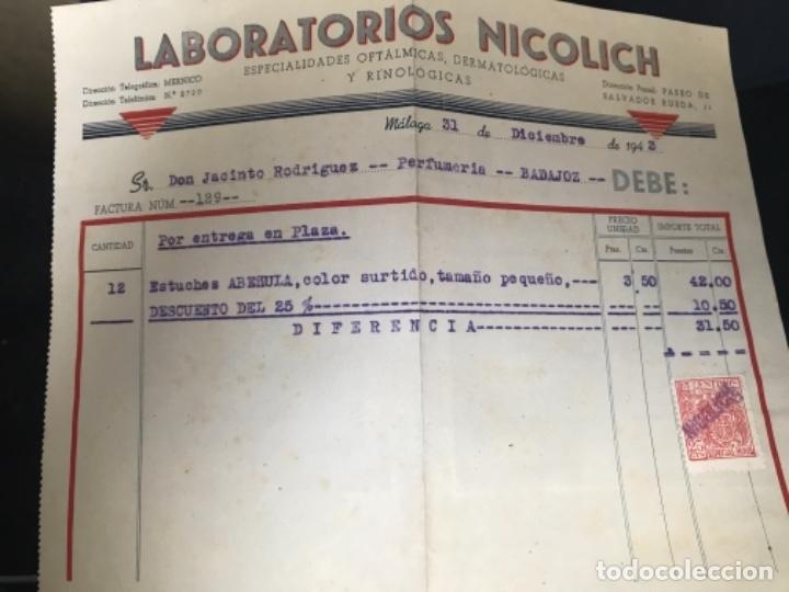 Faturas antigas: ANTIGUA FACTURA LABORATORIOS NICOLICH ESPECIALIDADES OFTALMICA DERMATOL&Oacute;GICA 1943