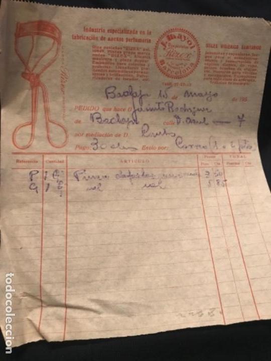 Faturas antigas: ANTIGUA FACTURA J MAYOL RIZEX A&Ntilde;OS 50 BARCELONA &Uacute;TILES HIGI&Eacute;NICO SANITARIOS