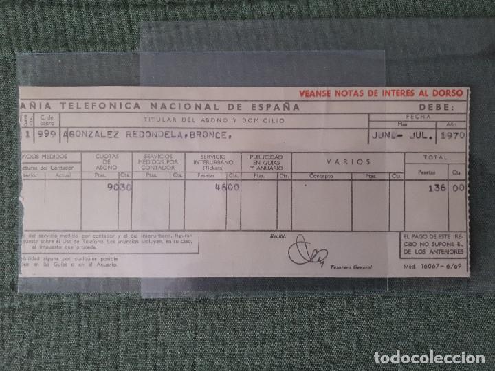 Factures anciennes: Recibo de Telef&oacute;nica del Pintor Agust&iacute;n Redondela - A&ntilde;o 1970
