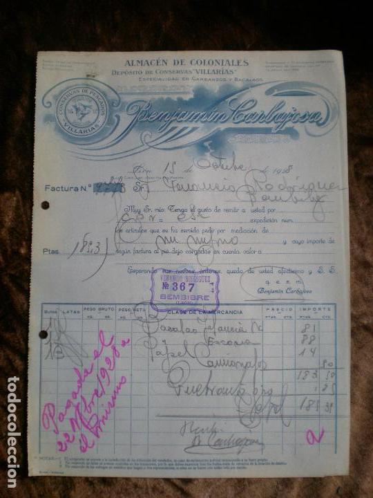 Old Invoices: ANTIGUA FACTURA COMERCIAL BENJAMIN CARBAJOSA DE LE&Oacute;N