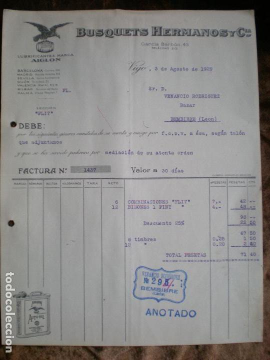 Alte Rechnungen: FACTURA COMERCIAL DE LUBRICANTES BUSQUETS HNOS. DE VIGO