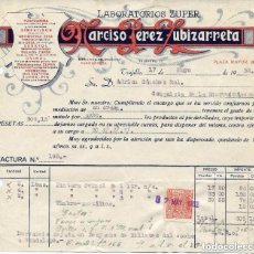 Facturas antiguas: TRUJILLO- 2 FACTURAS 1949 Y 1952- UNA DE LABORATORIOS Y OTRA DEL TEXTIL-RARAS