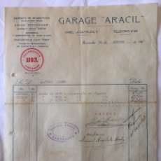 Facturas antiguas: FACTURA GARAGE ARACIL 1923 - SANTANDER (CANTABRIA) - BERGOUGNAN REEM FORD. Lote 128353490