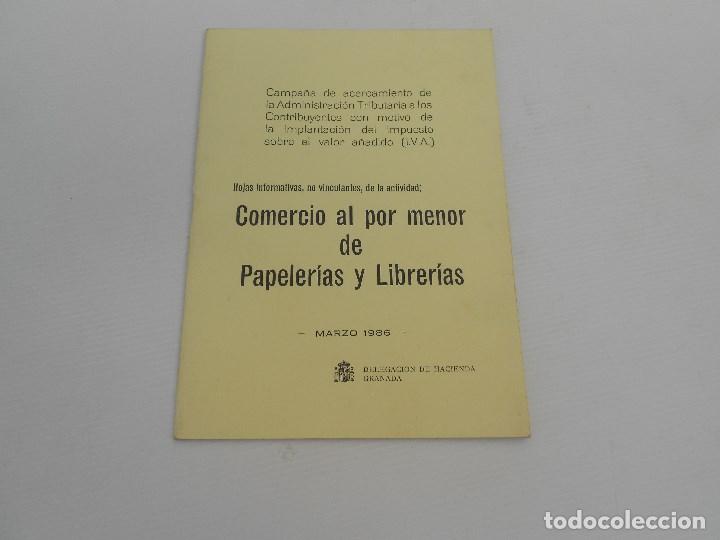 Facturas antiguas: delegacion de hacienda,comercio al por menor de papelerias y librerias , marzo 1986