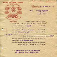Faturas antigas: BARCELONA-RAMBLAS-AÑO 1921-BRUNO FOURNIER CUADROS-FABRICA DE PARAGUAS Y SOMBRILLAS- RARA. Lote 132353218