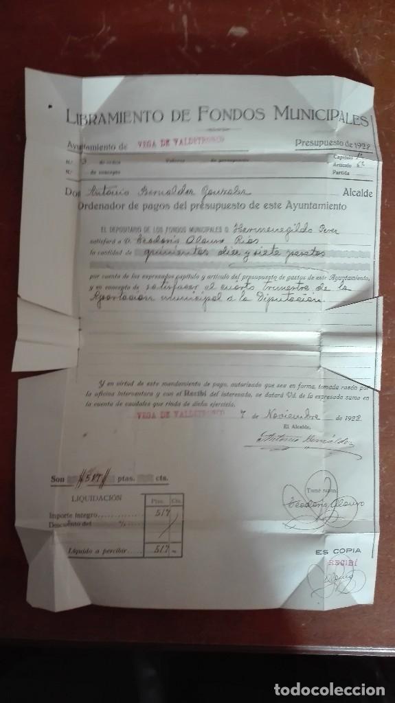 Facturas antiguas: Ayuntamiento de Valdetronco 1928. - Foto 1