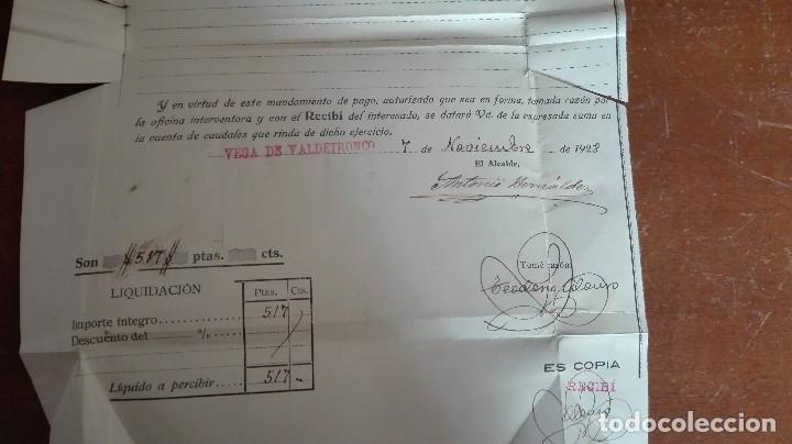 Facturas antiguas: Ayuntamiento de Valdetronco 1928. - Foto 3