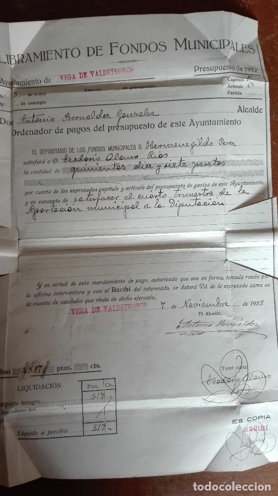 Facturas antiguas: Ayuntamiento de Valdetronco 1928. - Foto 4