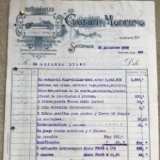Facturas antiguas: AUTOMÓVILES GARAGE MODERNO - SANTANDER - FACTURA COMPRA AUTOMÓVIL FORD 1918 Y REFORMA DEL MISMO