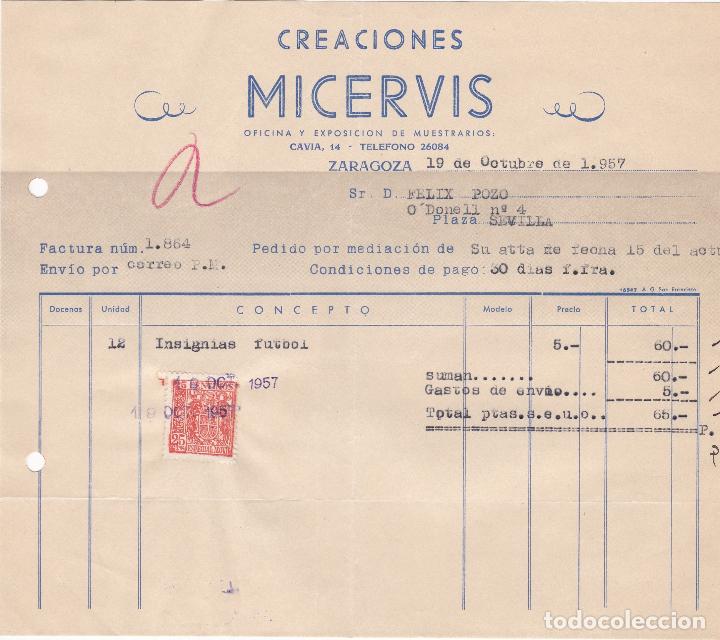 Fatture antiche: Factura. Creaciones Micervis. Exposicion de muestrarios. Zaragoza 1957