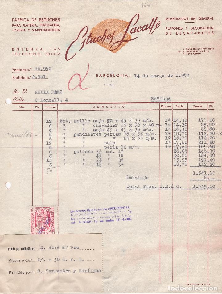 Fatture antiche: Factura. Estuches Lacale. F&aacute;brica de estuches. Barcelona 1957