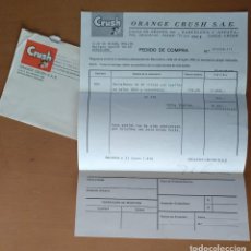 Facturas antiguas: SOBRE Y FACTURA ORANGE CRUSH CALLE ARAGON BARCELONA 1978. Lote 145040674