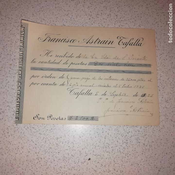 Facturas antiguas: Tafalla (Navarra) recibo de 1921 Tafalla (Navarra). 1936 Gabriel de Aldaz